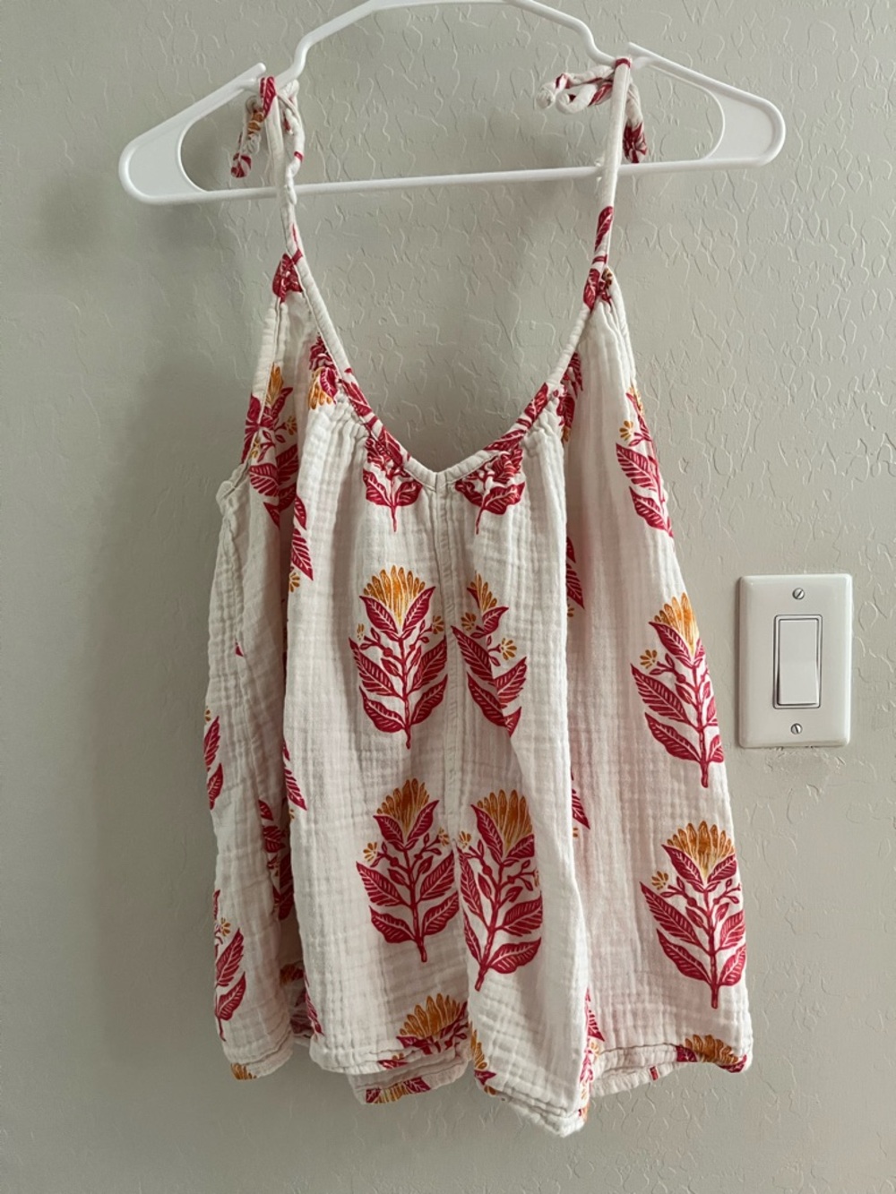 Tie-Shoulder Floral Print Tank Top